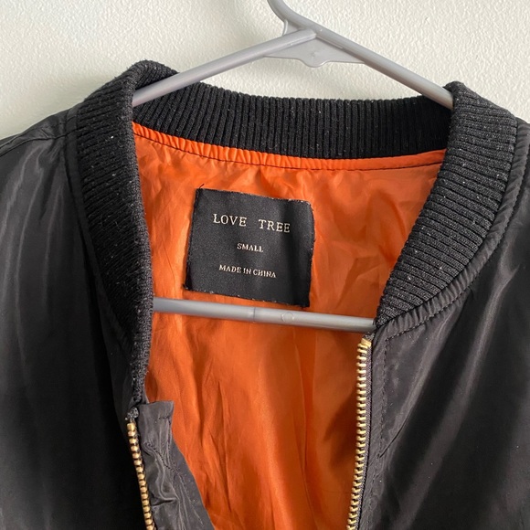 black bomber jacket, orange lining, gold zipper details - Picture 6 of 6